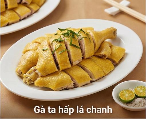 Gà ta hấp lá chanh