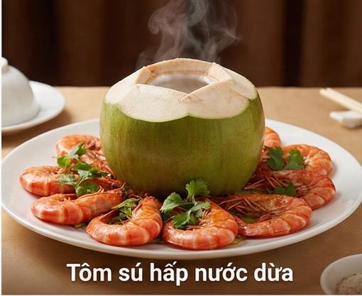 Tôm sú hấp nước dừa